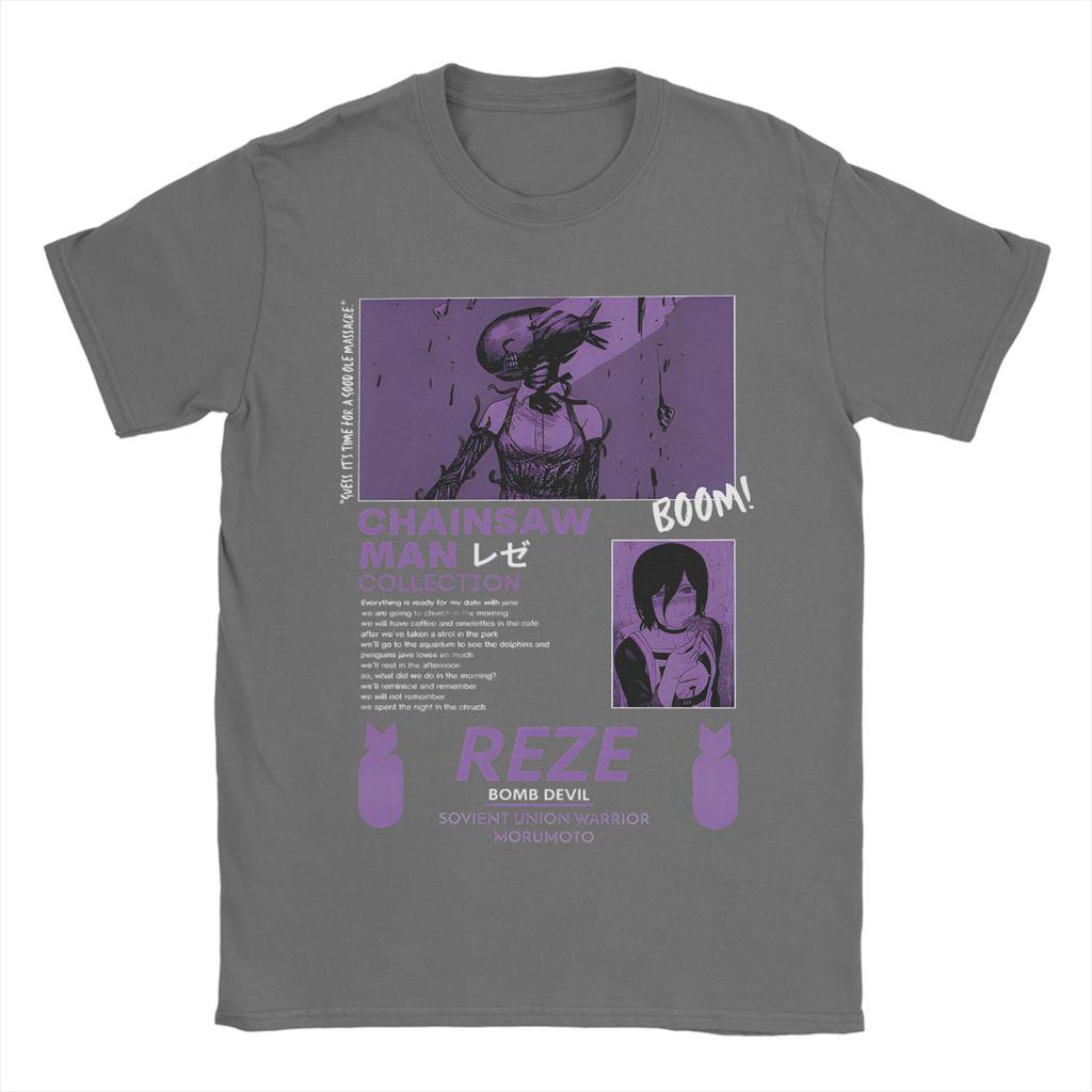 Chainsaw Man Reze T Shirts Men Women 100% Cotton Funny T-Shirt Round Collar Anime Movie Tee Shirt Short Sleeve Tops 4XL 5XL