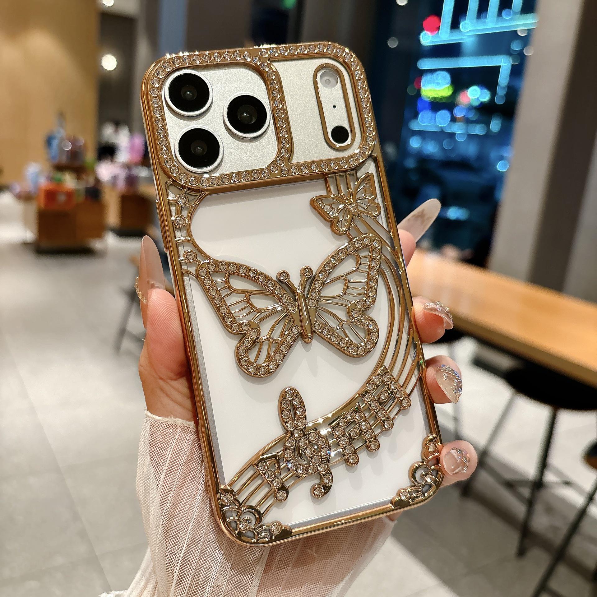 Hollow Butterfly Rhinestone Phone Case for iPhone 17 Pro Max 17