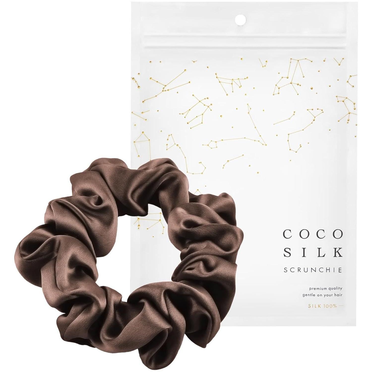 COCOSILK Silk Chouchou Hair Tie Non-Marking 100 Stylish Adult Accessory (Large (Chouchou) Cocoa Brown)