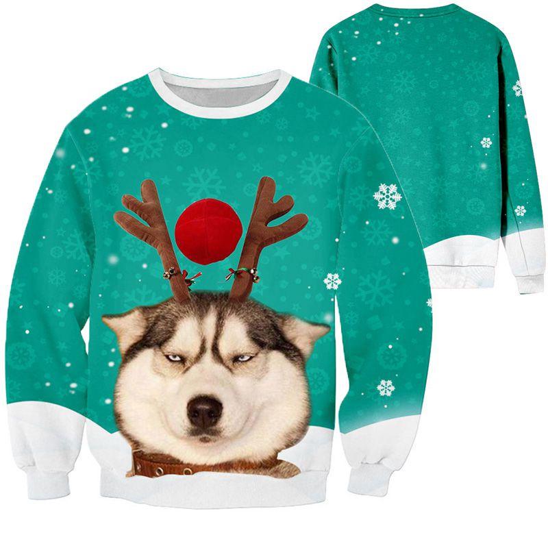 Womens Ugly Mens Christmas Sweater Funny Dog Xmas Sweatshirt Pullover Tops