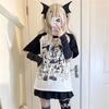 Übergroße T-Shirts für Damen Sommer-Tees Y2k Tops Kurzarm O-Ausschnitt Anime-Print Camisetas Lässig Schick Niedlich Japanische T-Shirts