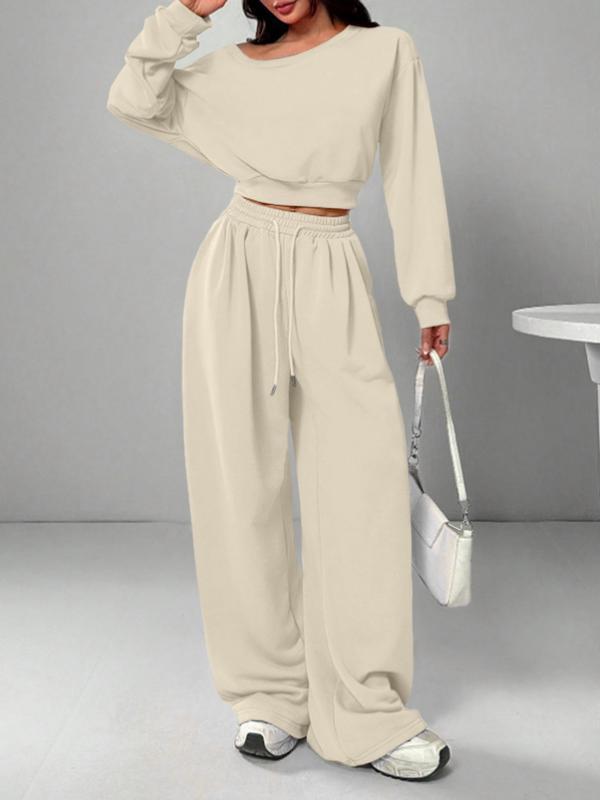 Women's Slim Fit One-Shoulder Crop Top and Casual Pants Set
