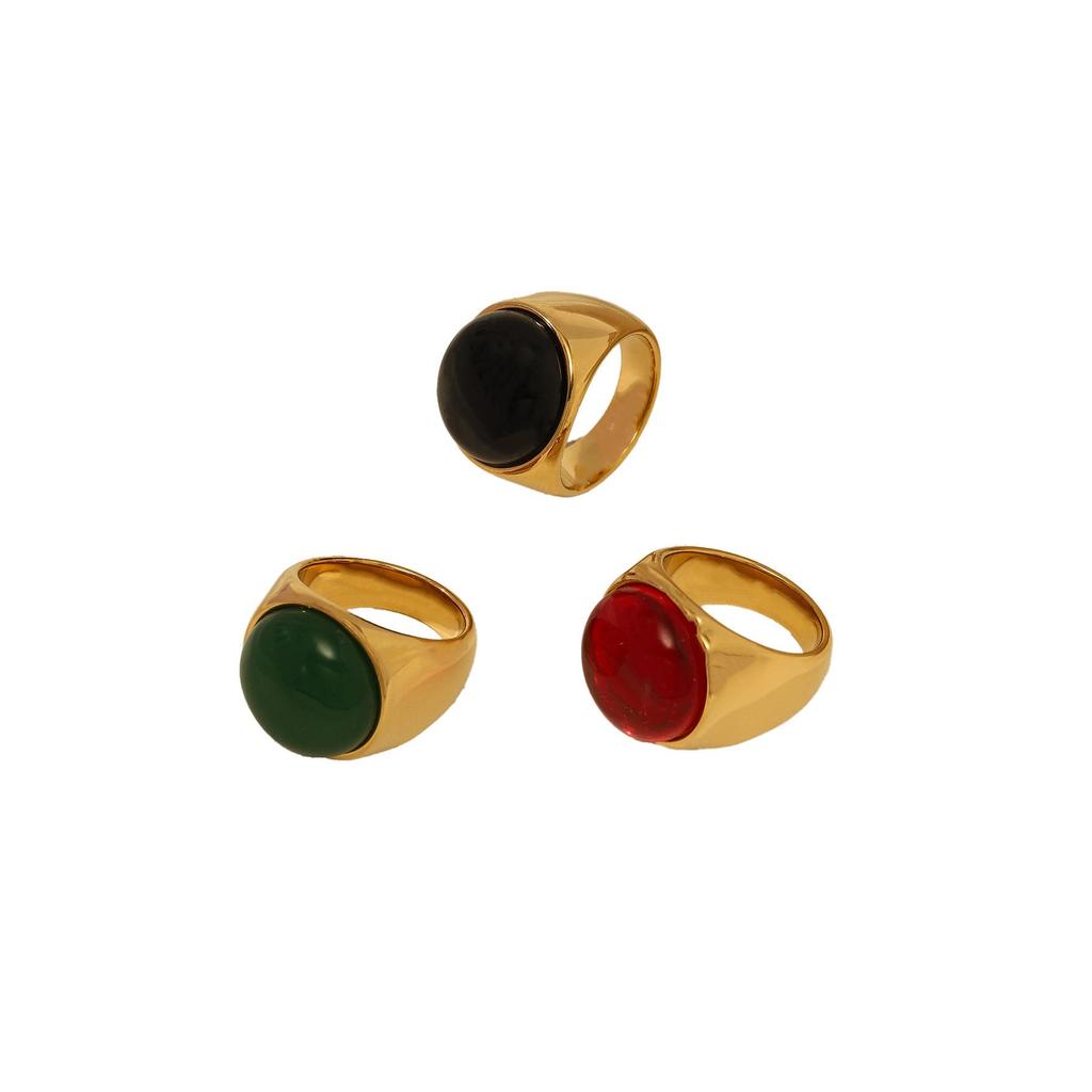 Trendy Stainless Steel Gold-Plated Hip Hop Geometric Ring - Simple & Stylish Plain Band