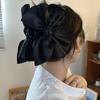 Oversized Black Satin Bow Clip High-End Hair Clip For Women'S Back Of The Head Shark Clip