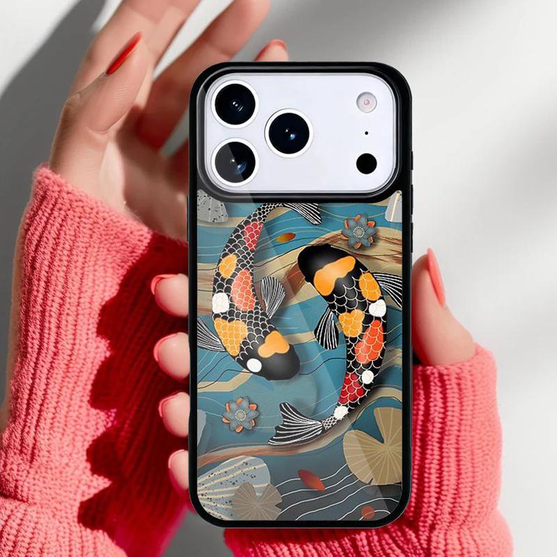 Koi Carp Fish Japanese Skull Tattoo Phone Case for iPhone 17 16 15 14 13 Pro Max Back Cover for 12 11 Pro Coque
