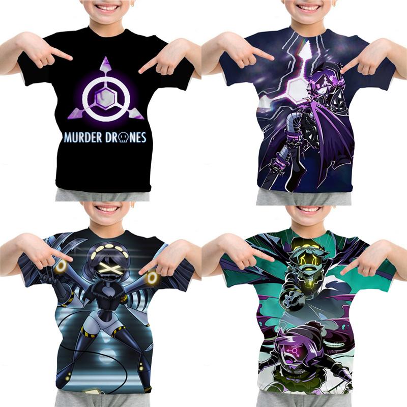 Murder Drones Cartoon 3d Print T-Shirt for Boys Girls Casual Clothing Summer Crew Neck Short Sleeve Tees Fashion Kids T-shirt