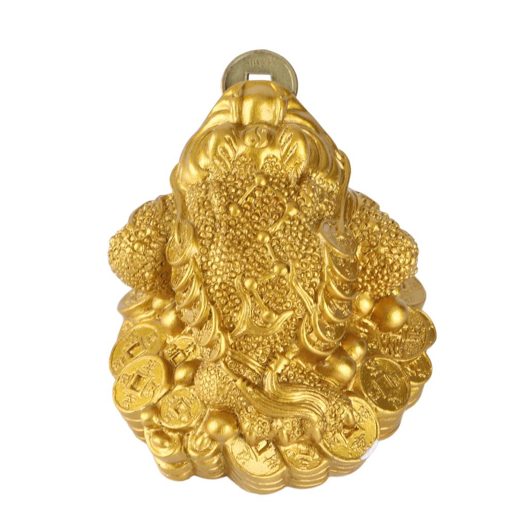 Resin Money Frog Decoration Golden Chinese Feng Shui Wealth Lucky Money Frog Coin Toad Home Desk Office Decoration