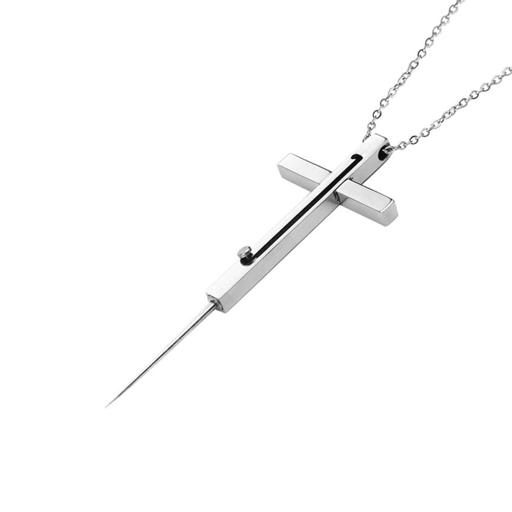 Adjustable Length Square Toothpick Necklace Retractable Push-pull Fruit Pick  Hiking