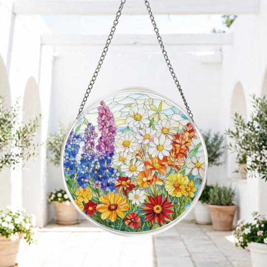 Skládačka Suncatcher, DIY puzzle Akrylový Suncatcher, Vitrážový závěsný ornament pro domácnost, Zahradní dekorace, Dárek pro ženy, Maminku, Přátele