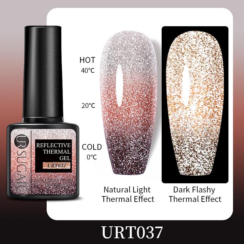 Bouncing Warm Glitter Powder Broken Diamond Glue, Bright And Explosive Glitter Phototherapy Glue Removable Color-Changing Nail Polish Glue Set