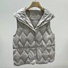 Autumn and winter new hooded short fashion down jacket women's V-shaped pressed line vest white duck down to keep warm in winter