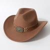 Cappello da cowboy western unisex unico con tesa arrotolata e sommità a forma di cuore, adatto per autunno e inverno