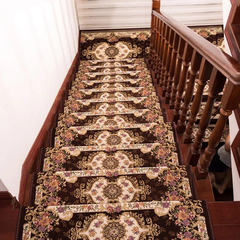 

WTEMPO Винтажный европейский стиль ковер для лестницы сплошной бытовой неклеящийся самоклеящийся нескользящий коврик для лестницы подставка для ног 26*65cm кофейный