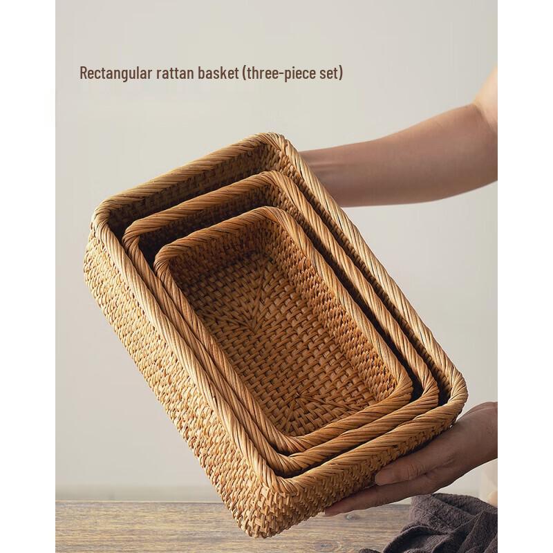 

Hand-Woven Bamboo Rattan Storage Baskets