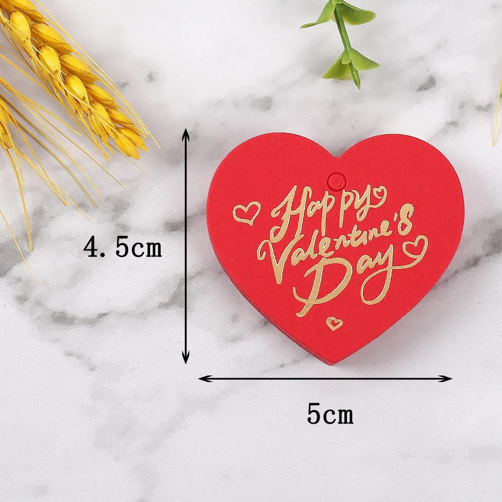100pcs Heart Shaped Cards Valentine's Day Tags Hanging Decoration White Red Paper Cake Decor Tag DIY Crafts Gift Labels