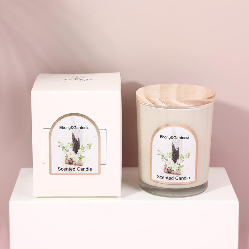 Wooden Lid Colored Glass Cup Scented Candle Household Scented Candle Ornament Wedding Souvenir