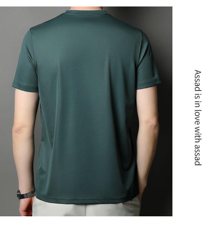 Brand 2025 Men's High-End Ice Silk Crew Neck Short Sleeve T-Shirt - Solid Color, Advanced Texture, New Summer Edition