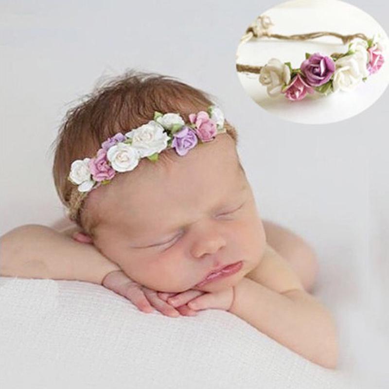 New 3PCS Baby Girl Elastic Flower Headband Garland Hair Band Wreath Photograph