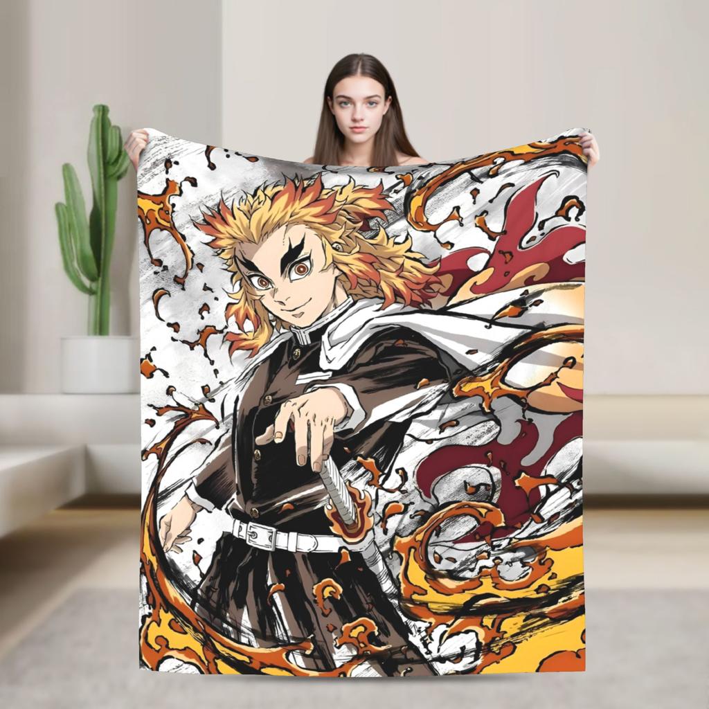 Demons Agatsuma Zenitsu Slayers Blanket Flannel  Winter Anime Multifunction Warm Throw Blankets for Car