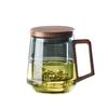 Shangqi Borosilicate Glass Tea Infuser Office Cup with Wooden Handle