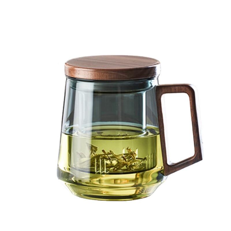 Shangqi Borosilicate Glass Tea Infuser Office Cup with Wooden Handle