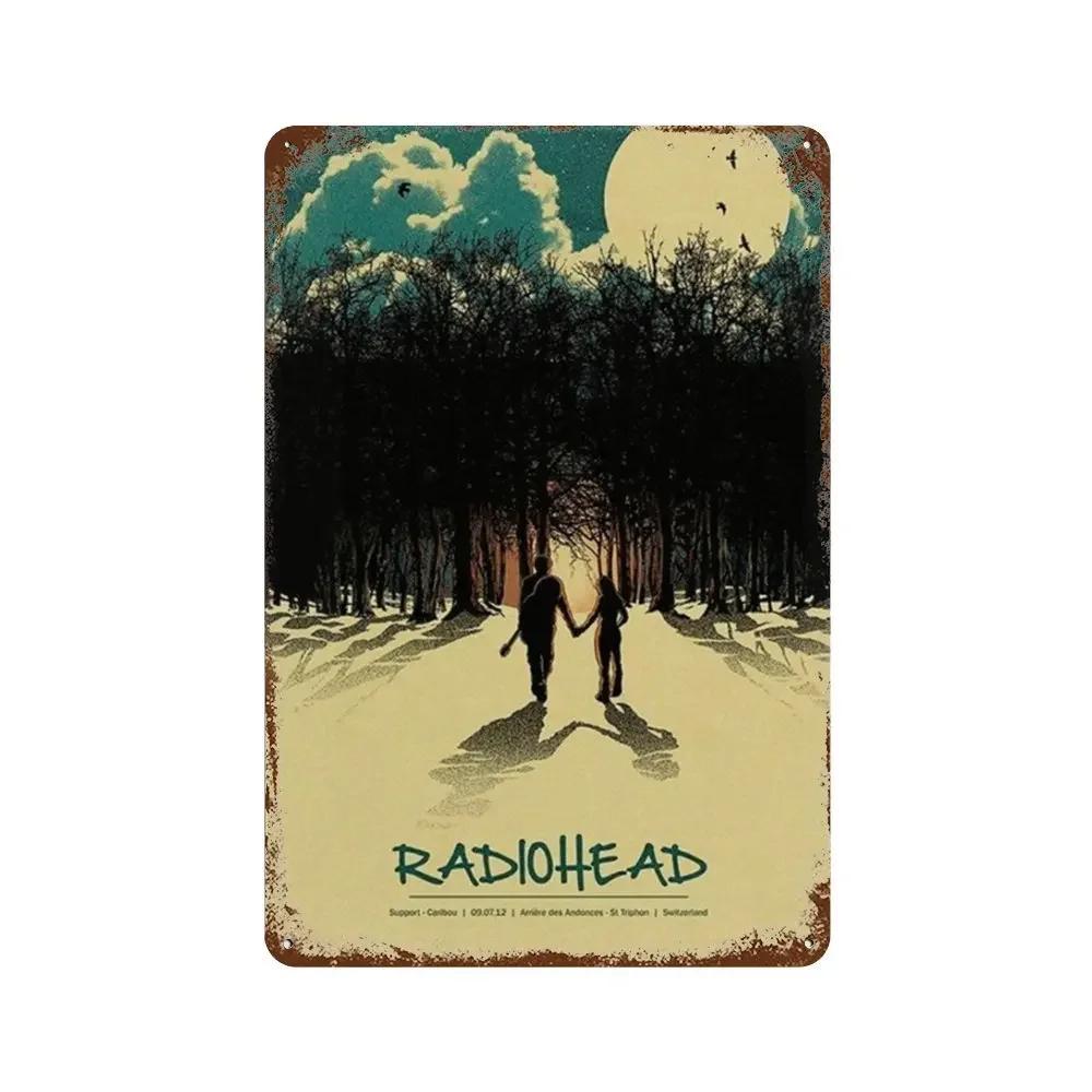 Vintage Rock Band Radiohead Music Art Poster Retro Metal Tin Sign Plaque for Home Room Bar Club Man Cave Cafe Decor Wall Plat