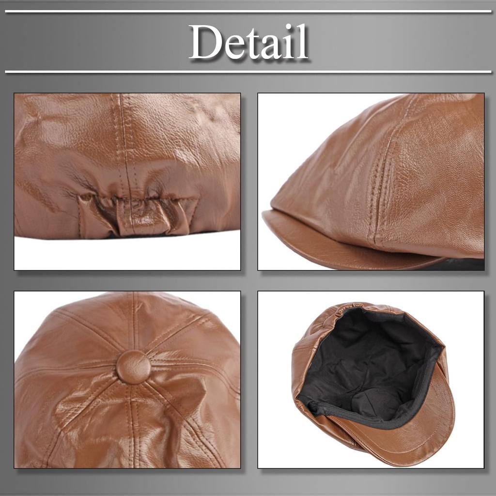 Buzz Selection CAP557 Schlichte Leder-Schiebermütze für Herren und Alle Outdoor-Bekleidung (Kaffee), Frauen, Jahreszeiten,