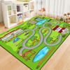 Cartoon Roadway Velvet Rug: Durable, Dirt-resistant Play Mat for Kids