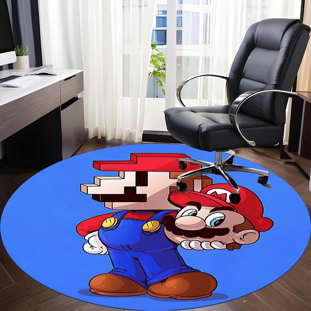 1pc Mario Pixel Art Office Round Area Rug, Indoor Mat Suitable For Office, Bedroom Living Room Home Decor, Room Deco,  Offic a0926219