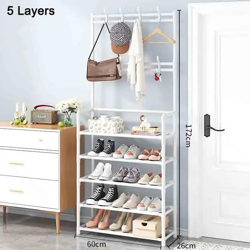 

Multi-Layer Shoe Rack Coat Rack Storage Doorway Shoe Shelf DIY Clothes Hanger Clothing Drying Home Dorm Balcony Hall Furniture