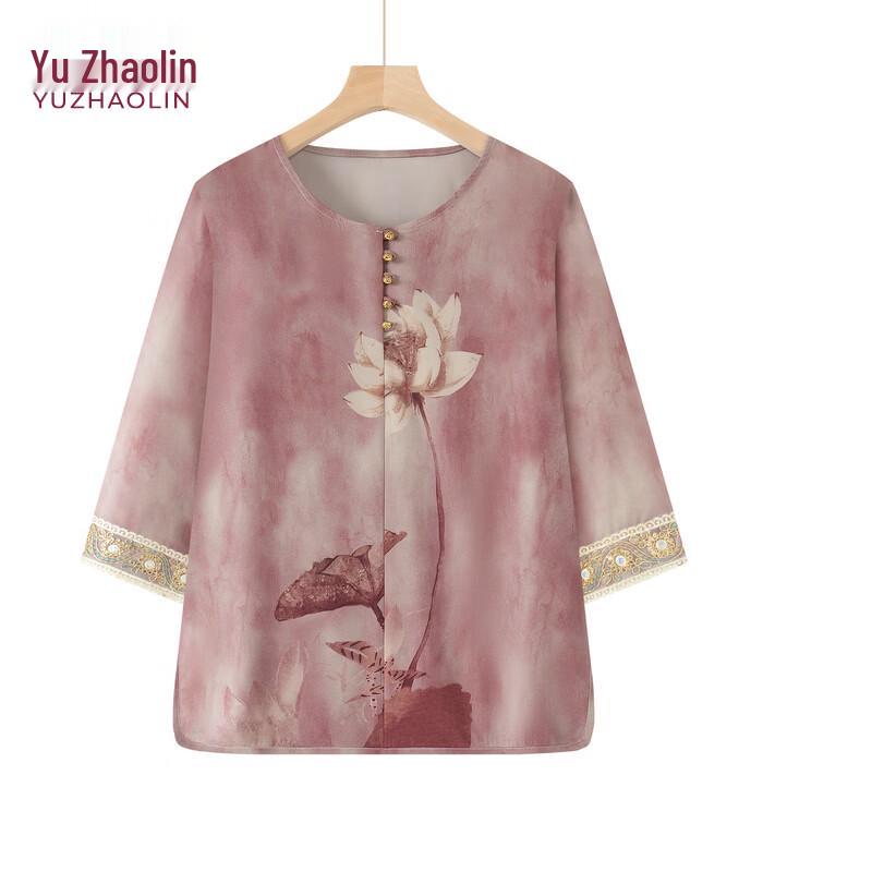 YUZHAOLIN Women s Elegant Floral Short Sleeve Top 5XL