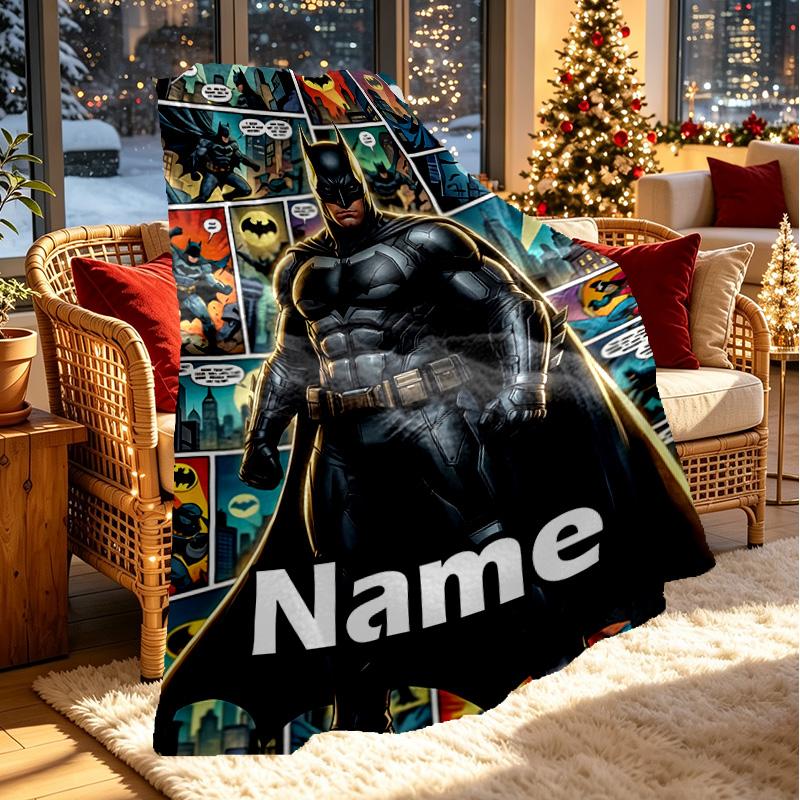 Custom Name Personalized Batman Print Blanket, Home Decor, Bedroom, Sofa, Camping, Couch, Gifts for Birthday Christmas