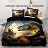 Fashion 2-3pcs Duvet Cover Set. Crazy Fish Digital Printing - Soft and Breathable, Suitable for All Seasons and Fisherman