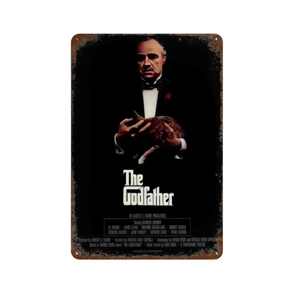 Retro Vintage Metal Tin Poster  The Godfather Sign Plaque for Bar Club Home Wall Decor  Classic Movie Wall Plate Pendant