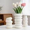 Yousheng White Faux Ceramic Vase Minimalist Modern Small Flower Vase for Pampas Grass Decorative Vase for Home Office Table Decor Wedding