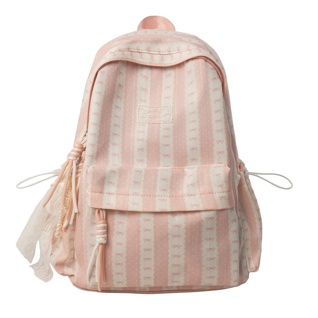 Schoolbag Fashion Stripe Color Matching Backpack Women's Commuter Leisure Large Capacity School Bag Lightweight Travel Trend Backpack