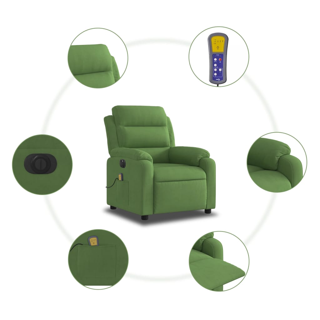 Electric Massage Chair Light Green Velvet