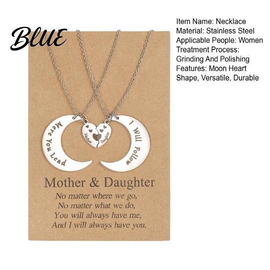 Family Love Necklace 1 Pair Bonds Moon Heart-Shaped Pendant Versatile