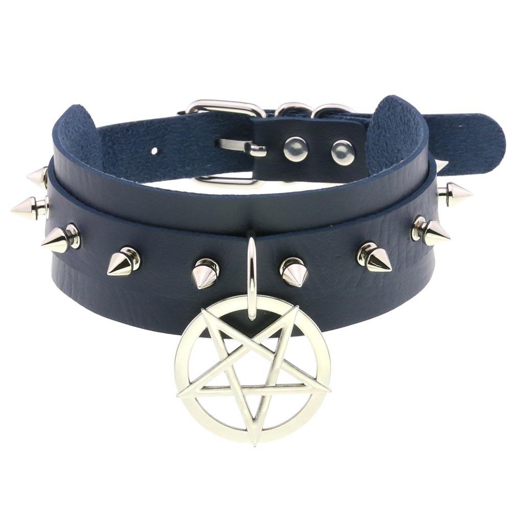 Punk Spiked Choker Collar For Girl Goth Pentagram Necklace Emo Cool Chocker  Gothic Accessories
