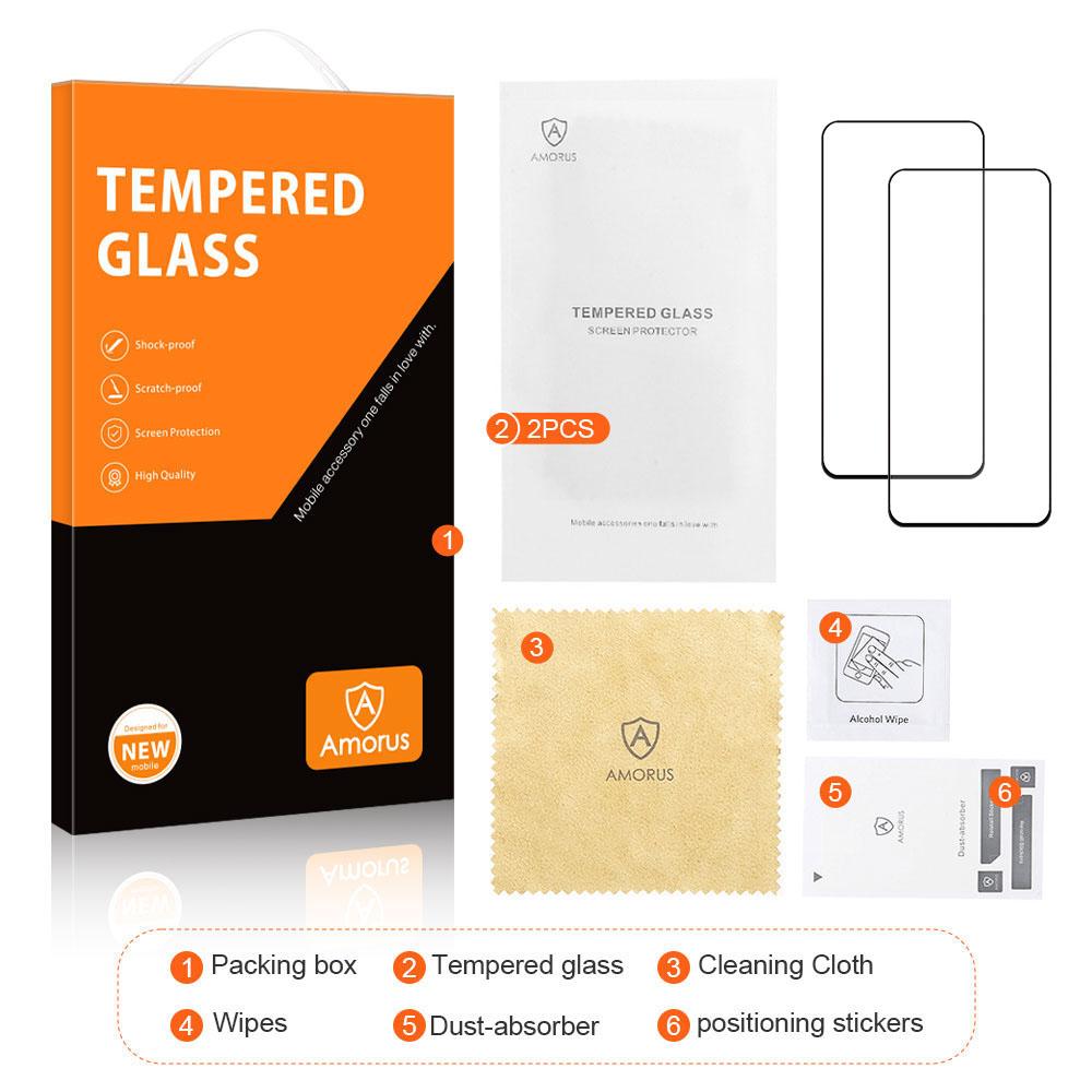 AMORUS 2Pcs For Xiaomi Redmi Turbo 4 5G/Turbo 3 5G Screen Protector Shatterproof Silk Printing Tempered Glass Film