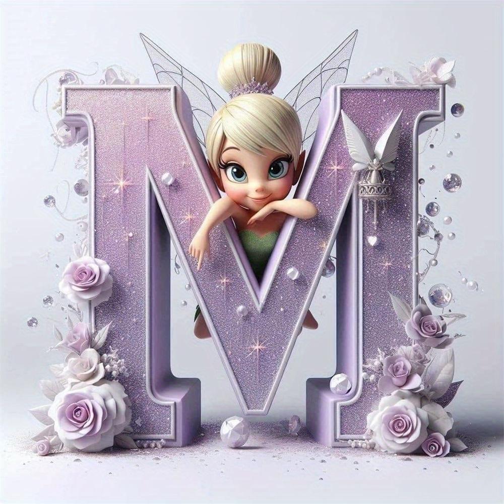 Disney Kreskówkowa Malowanie Diamentami Dzwoneczek Księżniczka 26 Liter Obrazki z Dżetów Mozaika Diamentowa Motyl Zestawy Rękodzieła Sztuka Ścienna