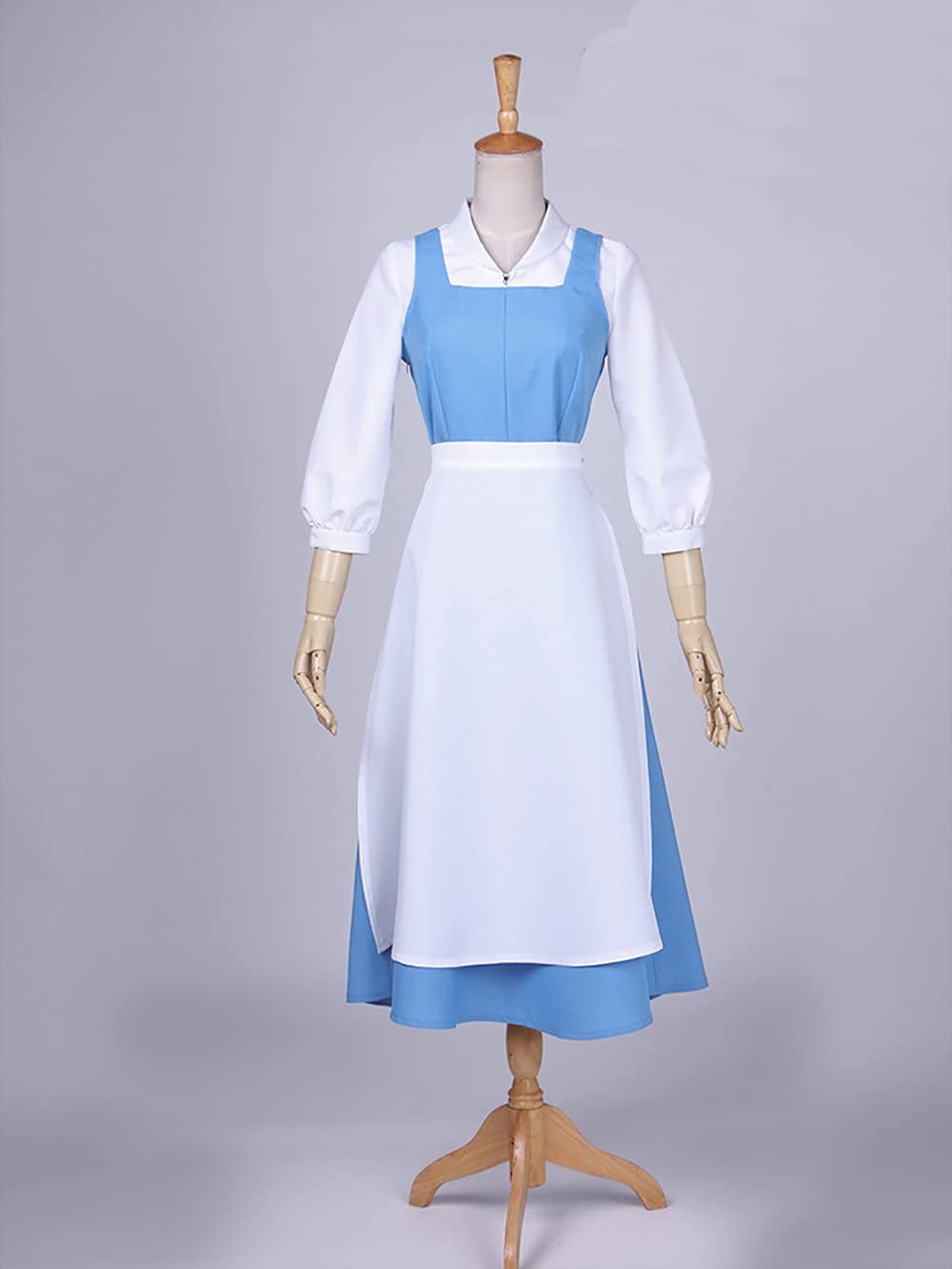 

[Hosaku Co., Ltd.] Костюм Белль горничной из «Красавицы и чудовища» Косплей Рождество Хэллоуин Костюм для мероприятия Женский роскошный набор из 4 предметов (Рубашка + Платье +