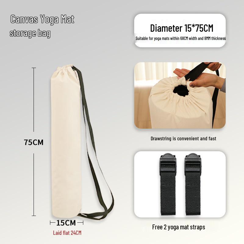 Large Capacity Canvas Yoga Mat and Fitness Backpack - Multi-functional Yoga Bag