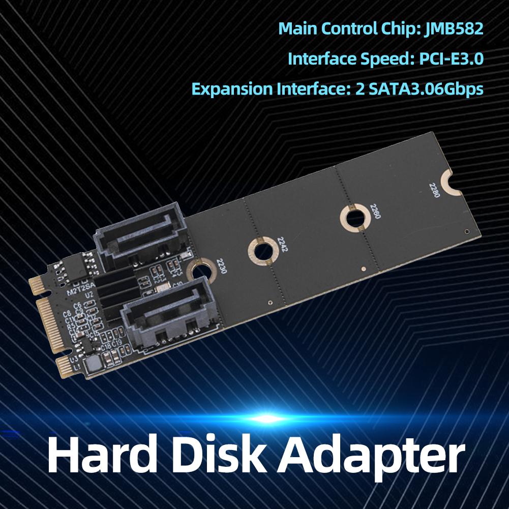 NGFF M2 NVME To SATA3.0 Adapter PCIE NVME To Dual SATA 3.0 Card Adapter PCIE 3.0