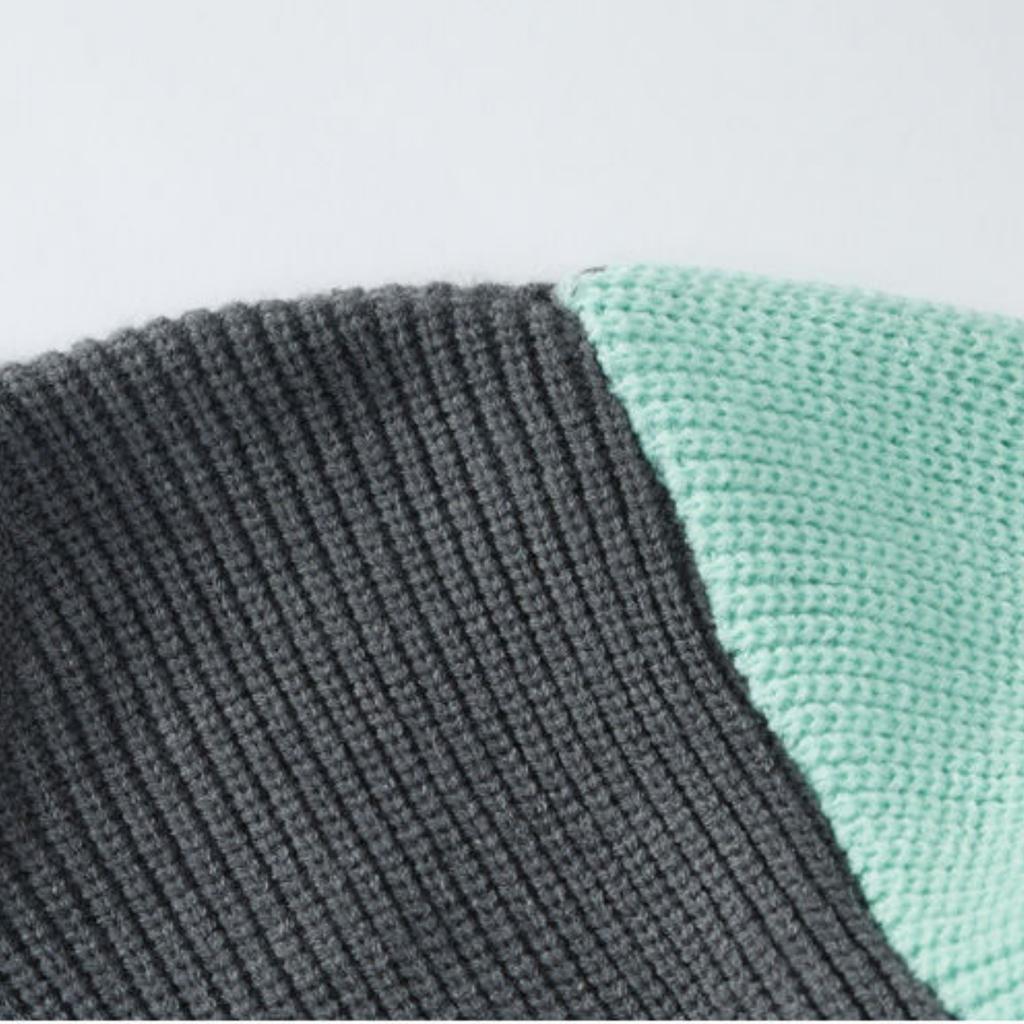 Men's Casual Loose, Color-blocking And Color-blocking Sweater, Knitted Long-sleeved Round-neck Sweater Top