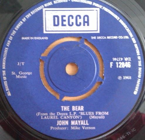 

7inch Record JOHN MAYALL - The Bear / 2401 F12846 Decca 1968 UK Rock Used