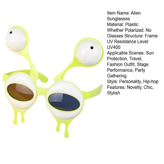 Novelty Alien Glasses Big Eyes Alien Sunglasses Halloween Costume Accessory for Carnival Festivals Cosplay Party Supplies