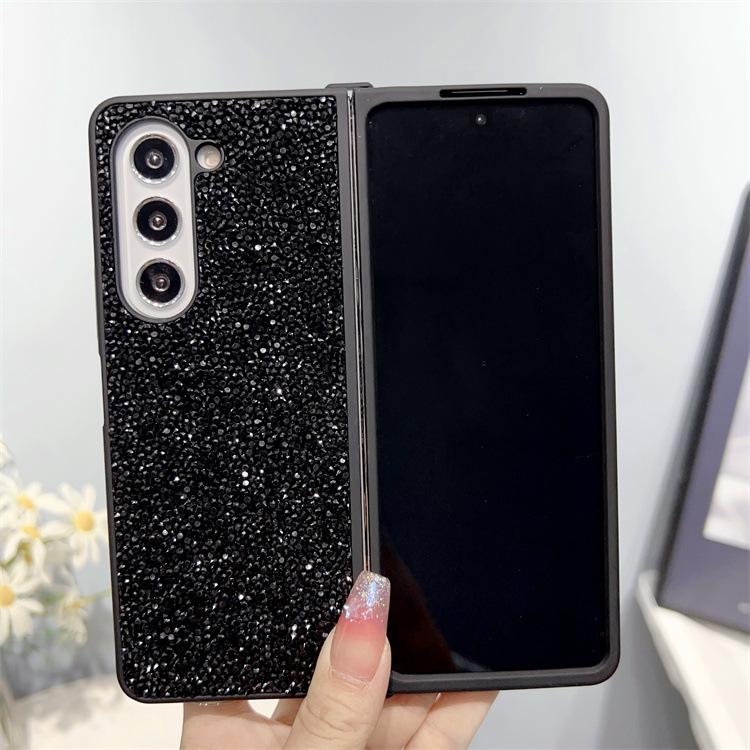 Применимо к чехлу для мобильного телефона Samsung ZFold5, полностью закрывающий защитный чехол из ТПУ с бриллиантовым блеском, чехол для складного мобильного телефона zfold3, 4-е поколение samsung zfold5 чёрный