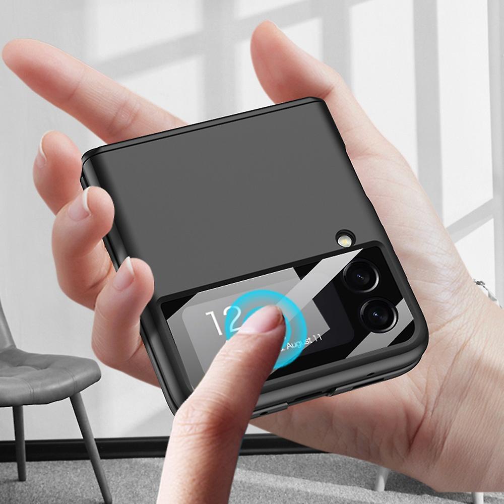 Hinge à Absorption Coque Rigide en PC pour Samsung Galaxy Z Flip3 5G Housse de Téléphone avec Verre Trempé Intégré