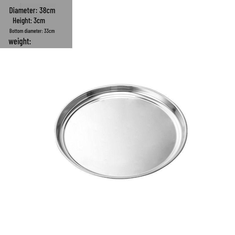 Large Thickened Stainless Steel Round Tray for Hotels and Home